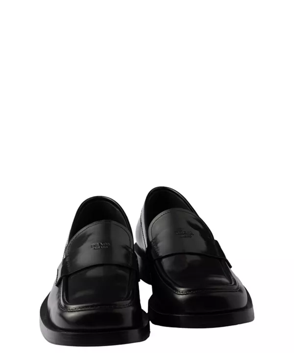 Мужские лоферы из матовой кожи Prada, черный — фото 3