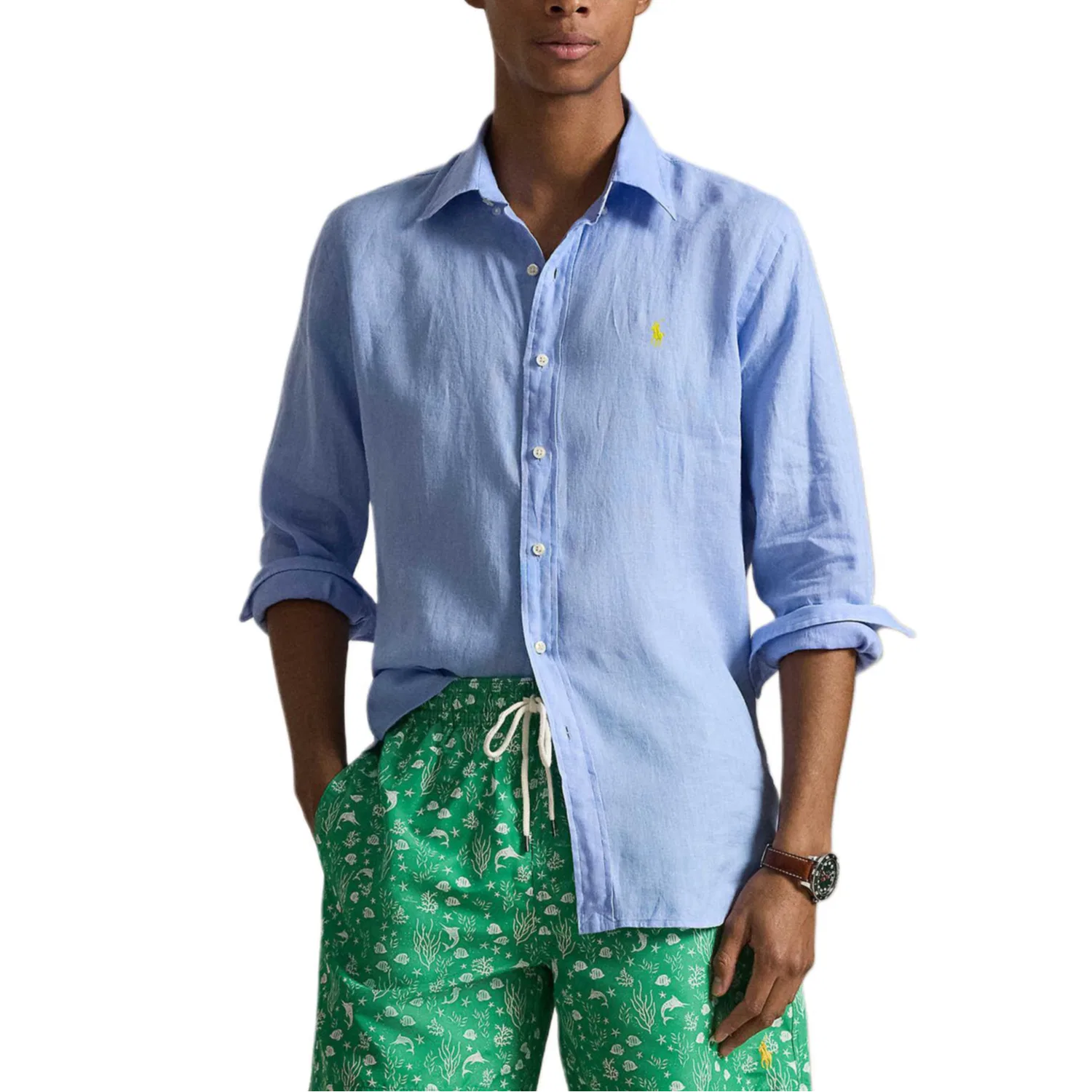 Рубашка на пуговицах с логотипом Polo Ralph Lauren, Light Blue — фото 3