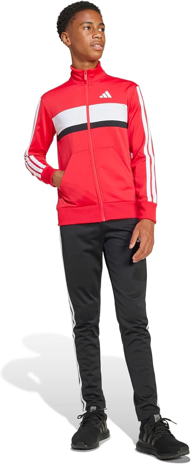 Детский спортивный костюм adidas Tiberio 3 Stripes Tricot, Pure Ruby / White — фото 3