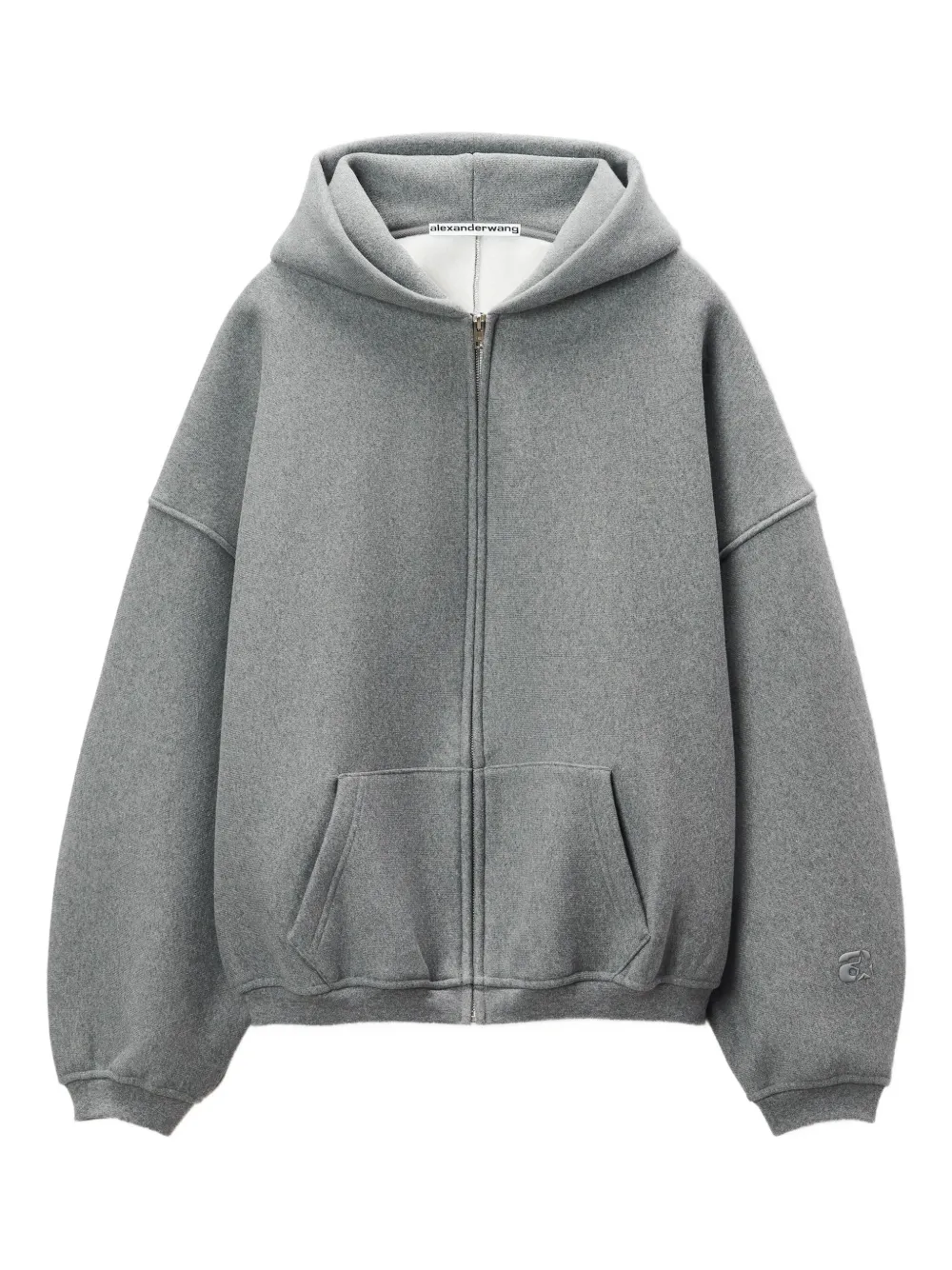 

Толстовка с капюшоном на молнии с логотипом Puff Alexander Wang, серый