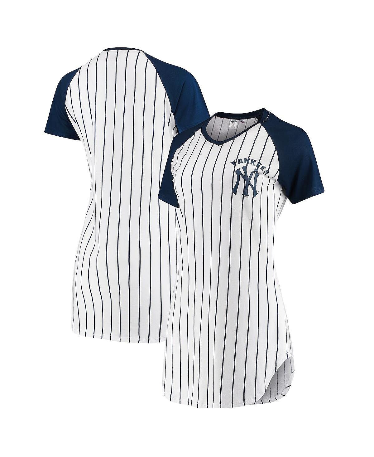 

Женская белая ночная рубашка в тонкую полоску New York Yankees Vigor Concepts Sport, белый