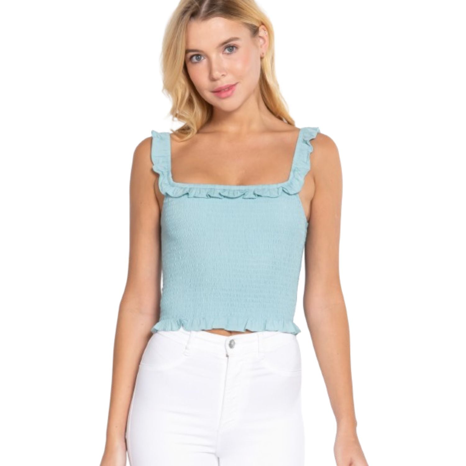 

Топ на бретельках с оборками и сборками FASHNZFAB, цвет mint