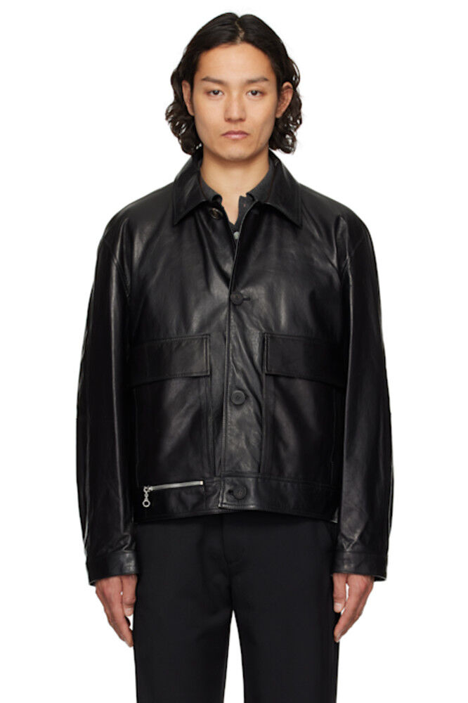 

Черная кожаная куртка Solid Homme
