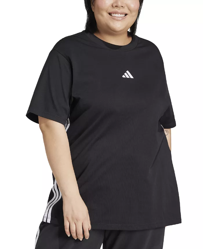 

Футболка Plus Size Essentials из хлопка с круглым вырезом и короткими рукавами с логотипом adidas, черный