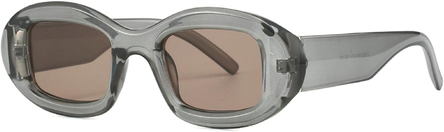 

Овальные солнцезащитные очки для женщин, конфетные оттенки, защита от ультрафиолета UV400, ретро-стиль, модные мужские солнцезащитные очки, стильные, забавные, в стиле 90-х, квадратные солнцезащитные очки mincl, Gray