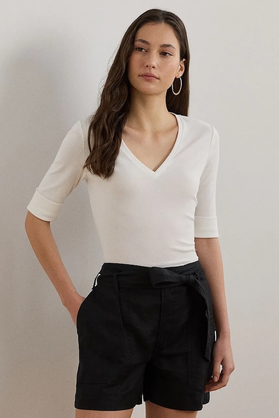 

Хлопковая футболка Lauren Ralph Lauren, белый