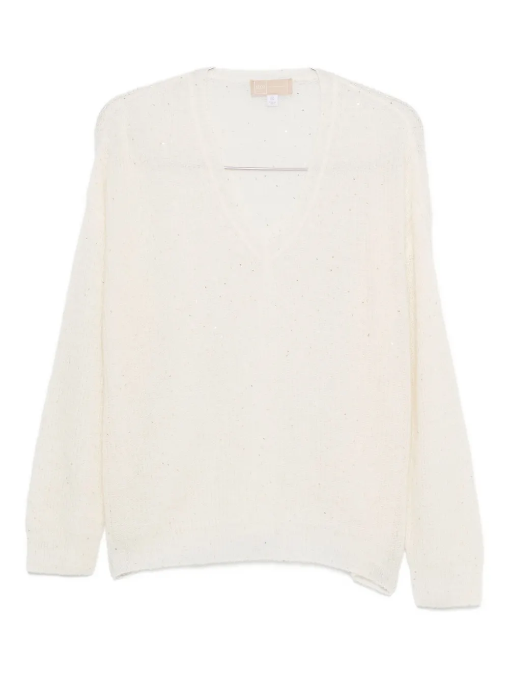 

Свитер с V-образным вырезом и украшением из пайеток 120% Lino, белый