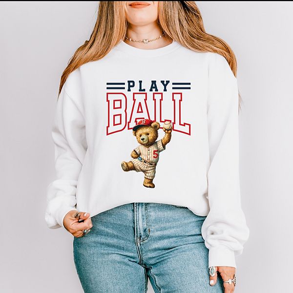 

Бейсбольный свитшот Play ball с медведем Simply Sage Market, White, Белый, Бейсбольный свитшот Play ball с медведем Simply Sage Market, White
