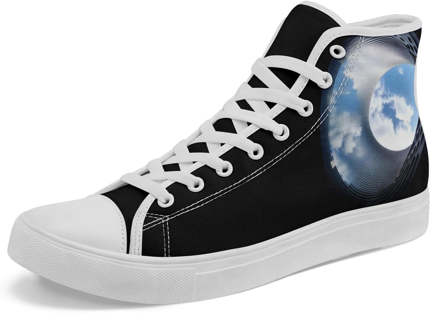 

Красочные высокие кеды из парусины для мужчин и женщин с дизайном «Солнце, луна, дракон» Awsole, белый/черный/синий