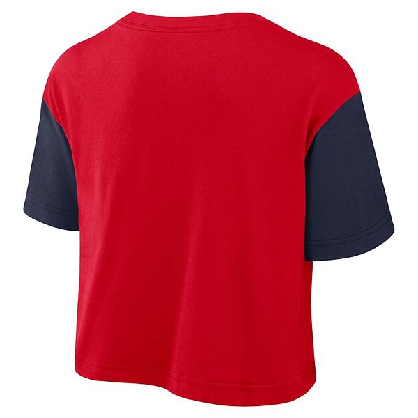 Женская красная/темно-синяя укороченная футболка dri-fit arizona wildcats с цветными блоками Nike — фото 4