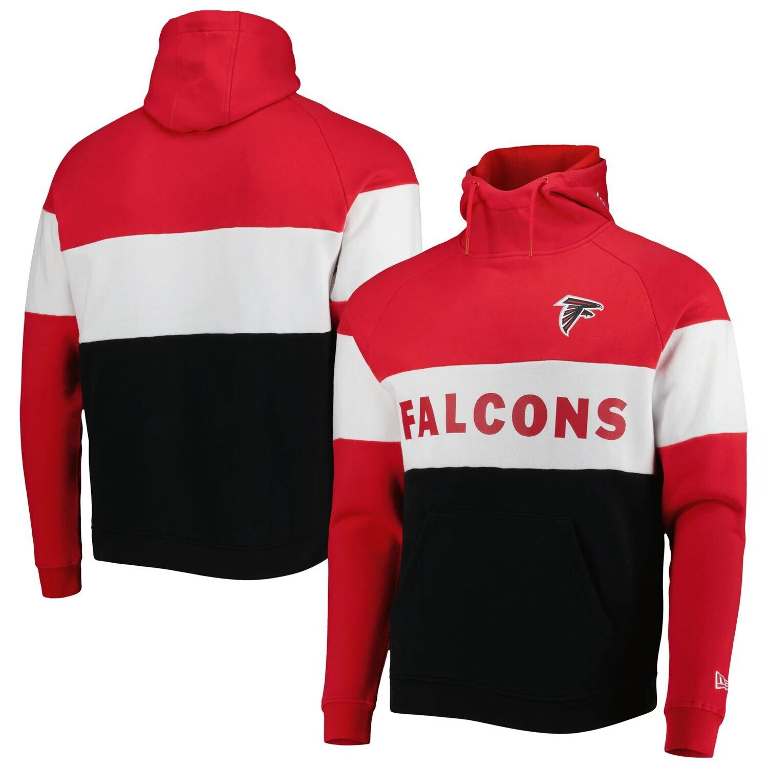 

Мужской черный пуловер с капюшоном Atlanta Falcons Colorblock Current New Era