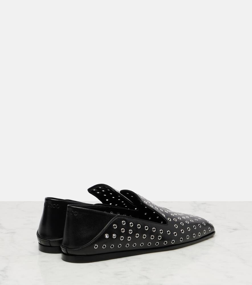 Элиот кожаные слипоны с декоративной отделкой Jimmy Choo, Black/Silver — фото 2