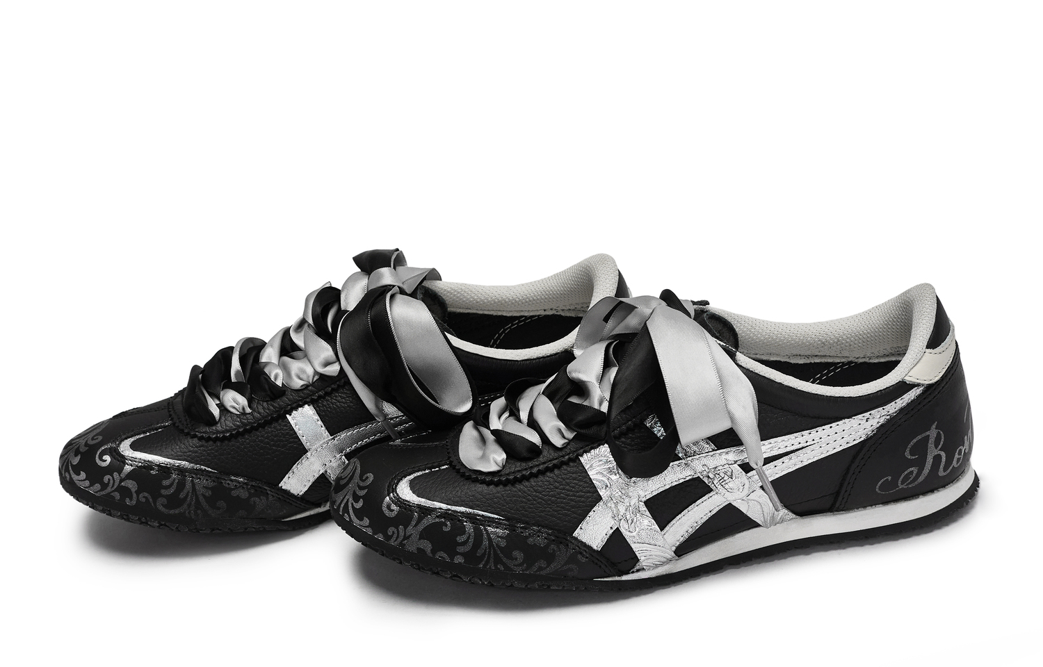 Machu Racer 811 Производство, Романтичные Дышащие Низкие Повседневные Туфли Unisex Черный Серый Серебристый Onitsuka Tiger, черный серыйсеребряный — фото 4