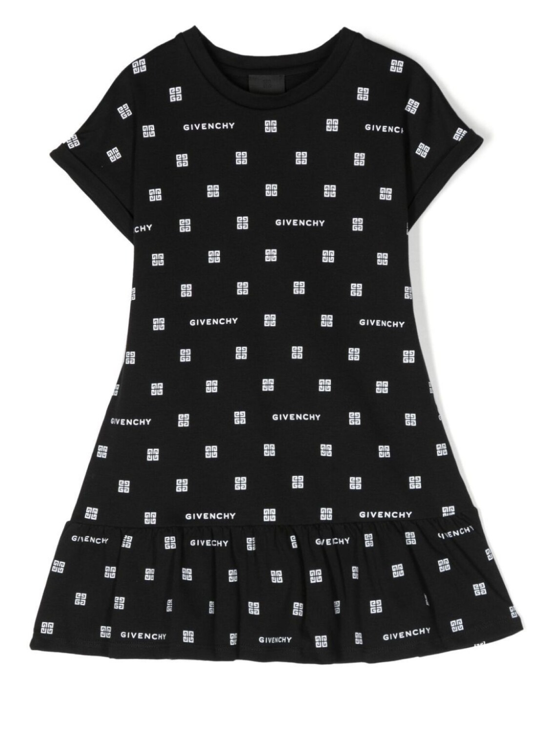 

Платье с баской и логотипом 4G Givenchy Kids, черный