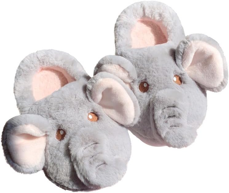 

HiGropcore милые пушистые тапочки для женщин и мужчин с рисунком мультяшных животных, удобные и теплые домашние тапочки, G - Elephant