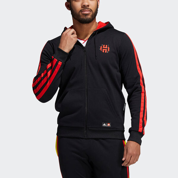 Куртка Men's adidas x Harden Fz Lego Blocks Crossover Pattern logo Sports Hooded Jacket Black, черный — фото 2