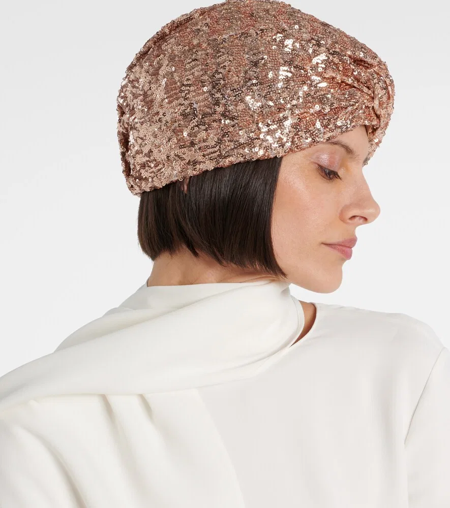 Повязка на голову с пайетками VLogo Valentino, золото — фото 2