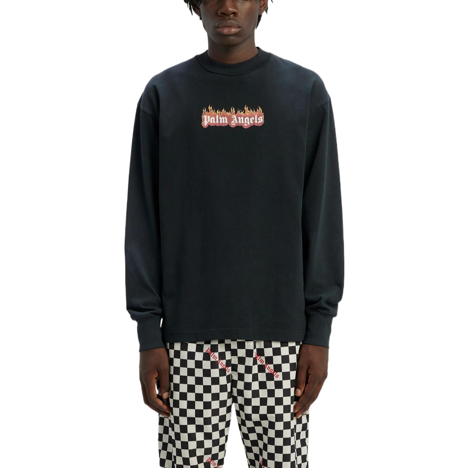 Футболка с длинным рукавом Burning Logo Classic Palm Angels, черный — фото 3