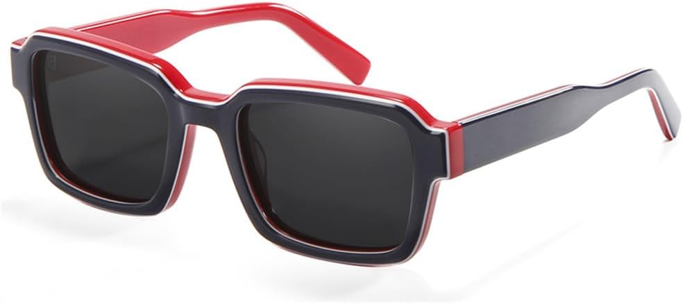 

Солнцезащитные очки в стиле панк из ацетата для мужчин, ретро-очки с поляризованными линзами, прямоугольной формы, солнцезащитные очки для женщин, защита от УФ-излучения UV400 VFDHN, Blue Red