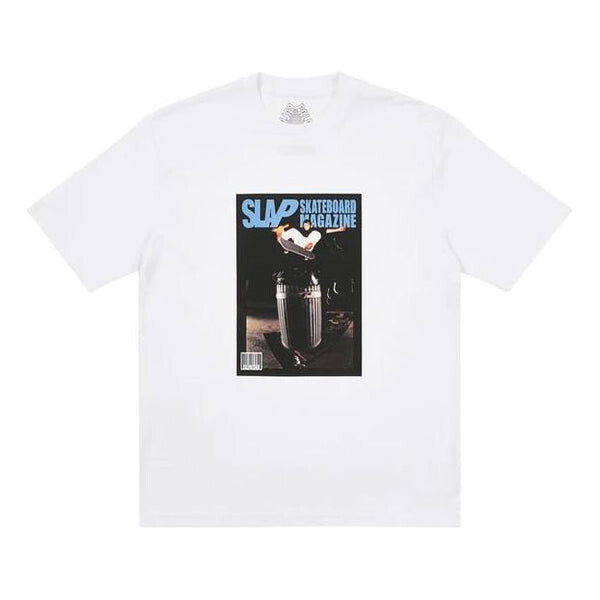 

Футболка PALACE x Slap Magazine Crossover Mag Cover Classic Portrait Pattern Printing Short Sleeve White T-Shirt, белый