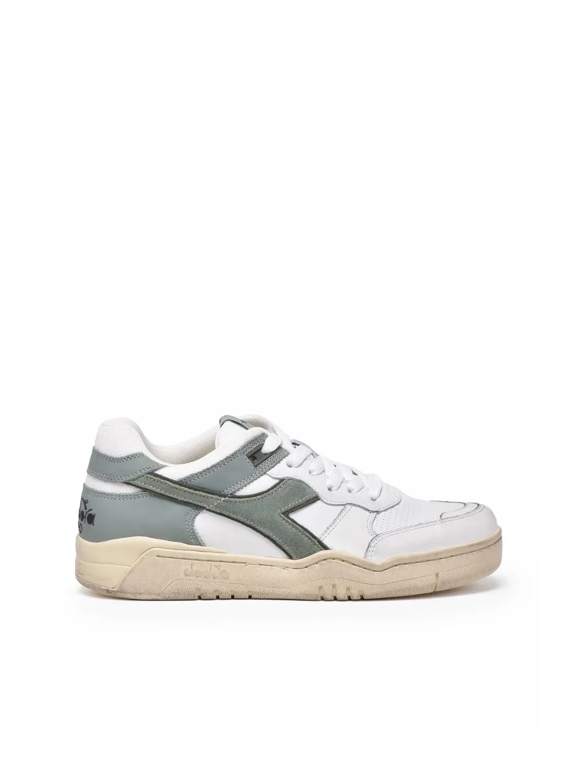 DIADORA HERITAGE Бело-зеленые кожаные кроссовки B.560