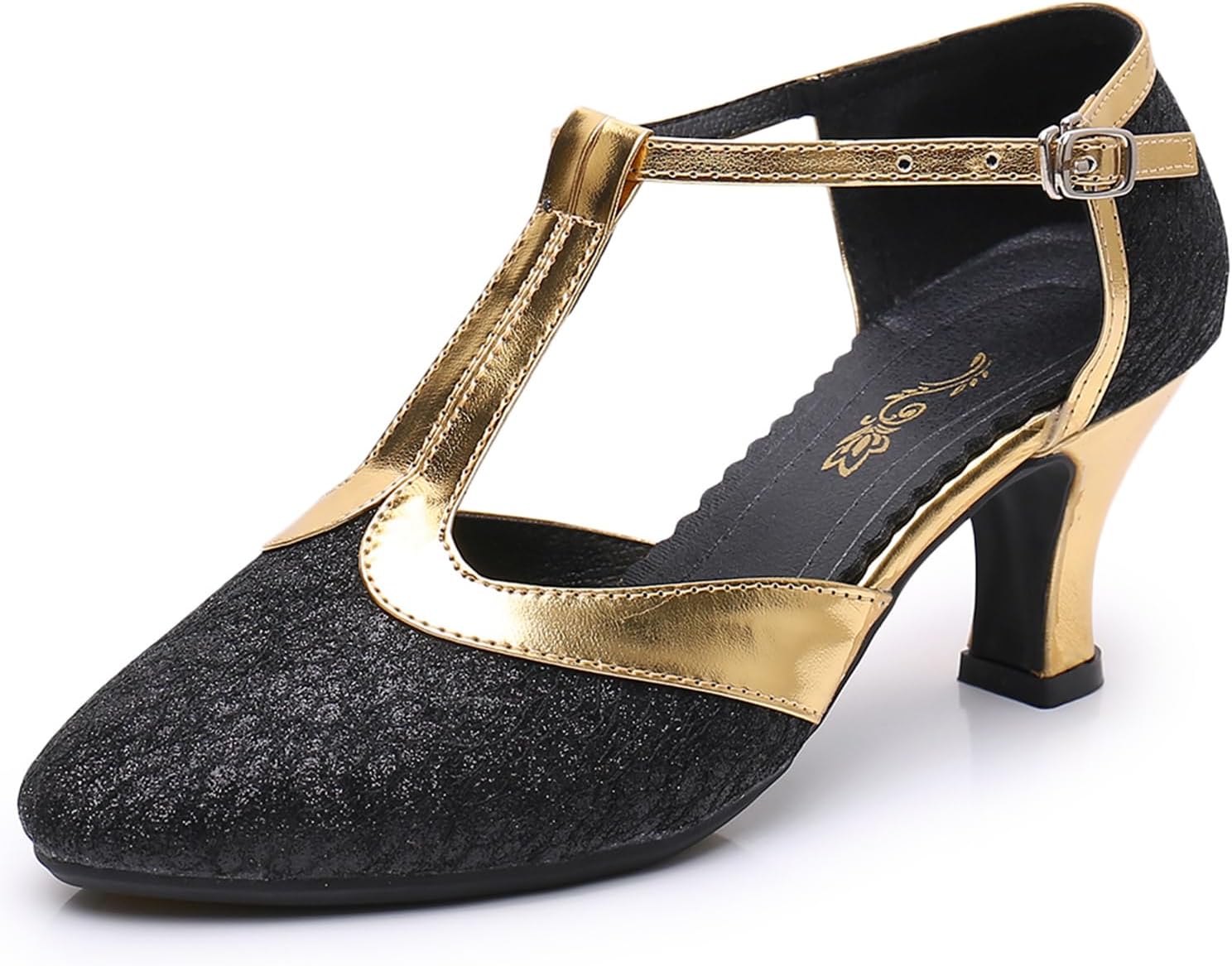 

Женские латинские танцевальные туфли iCKER на каблуке для бальных танцев, сальсы, танго, вечеринок с пайетками, Bl02ck-02