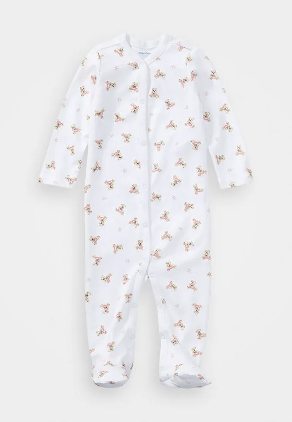 Детская пижама-комбинезон bear covrall Polo Ralph Lauren, White/Pink/Multicolour