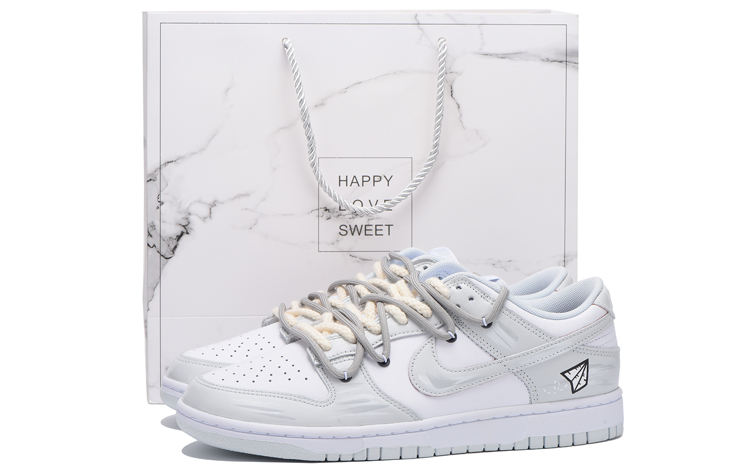 

Кроссовки Nike Dunk Skateboarding Shoes Unisex Low-top White, светло-серый