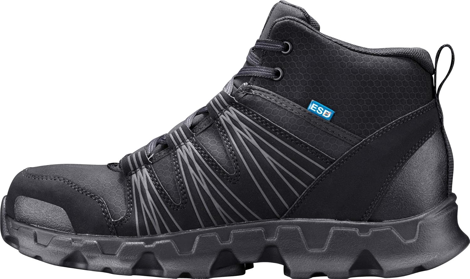 Timberland PRO мужские ботинки Powertrain Mid Alloy Toe ESD для промышленного туризма, Black Synthetic V1 — фото 4