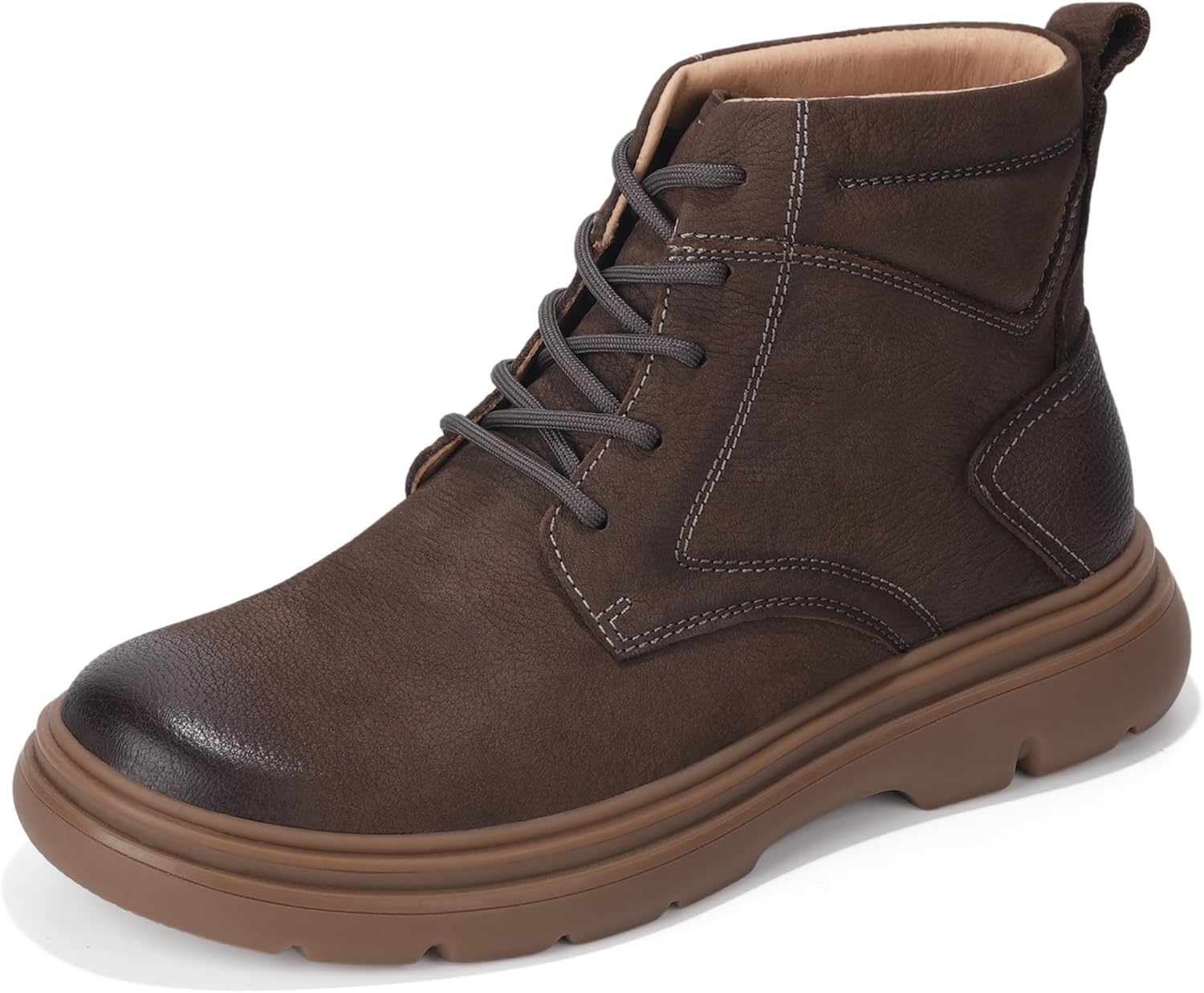 

Мужские ботинки Чака, из натуральной кожи, удобные ботинки до щиколотки, шнуровка, оксфордские повседневные резиновые ботинки для мужчин Afrown, коричневый