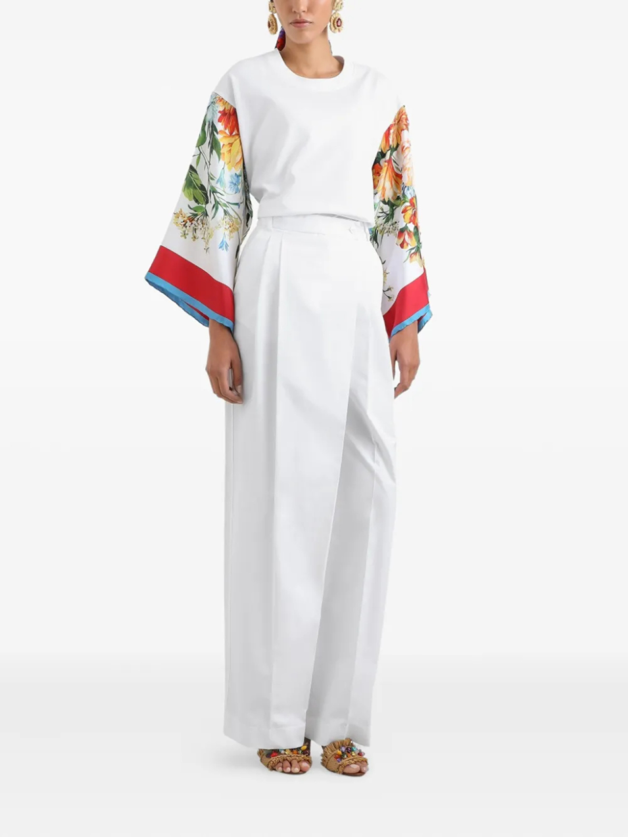 Dolce & Gabbana футболка с рукавами из шелка, белый — фото 2