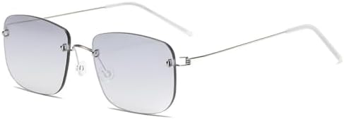 

Солнцезащитные очки без оправы 2026 года для женщин и мужчин, квадратной формы, сверхлегкие, без оправы, с градиентным переходом цвета и защитой от УФ-излучения MTZJH, Gradient Silver