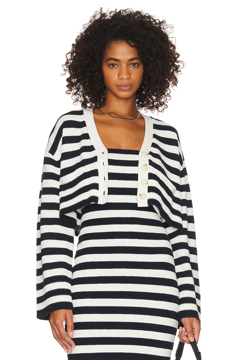 

Кардиган GRLFRND Ragnar Striped Boxy, цвет Ivory & Navy