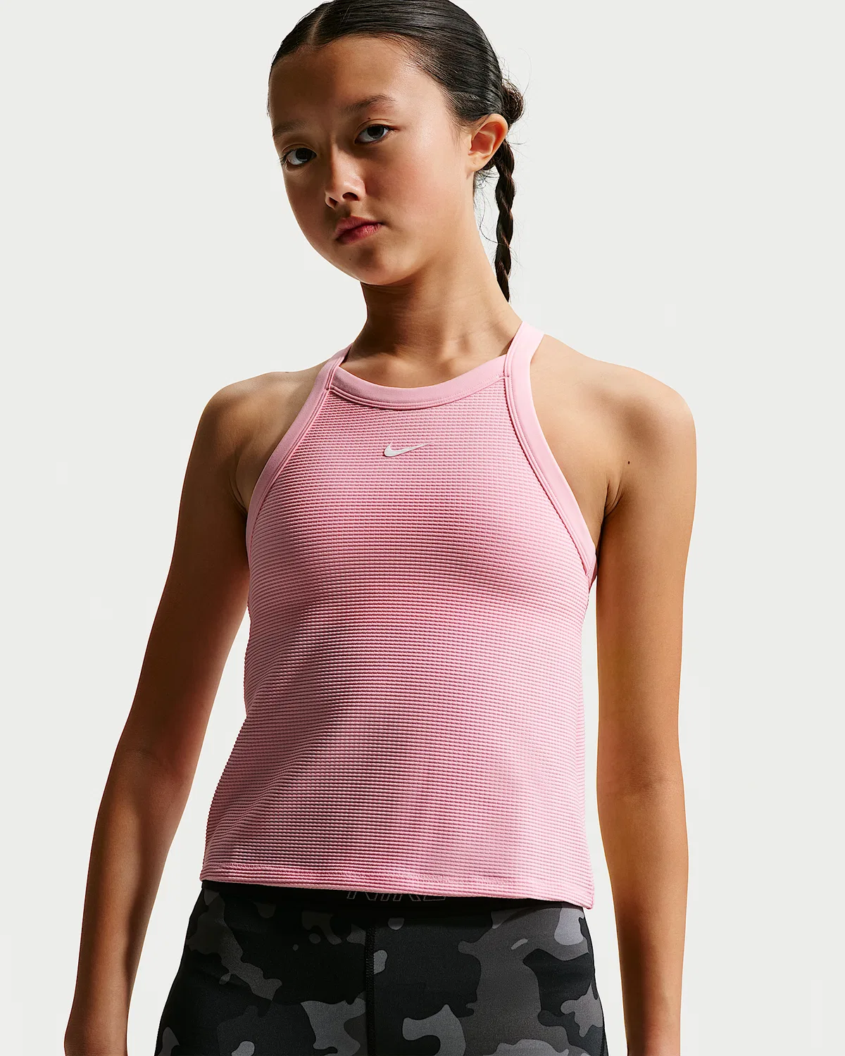 Девичья майка Nike с высоким воротом, Medium Soft Pink/White