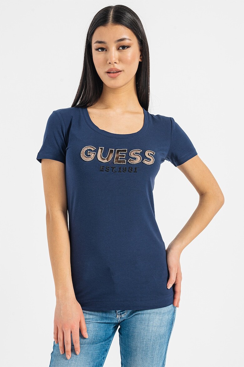 

Боди с логотипом из декоративного камня Guess, синий