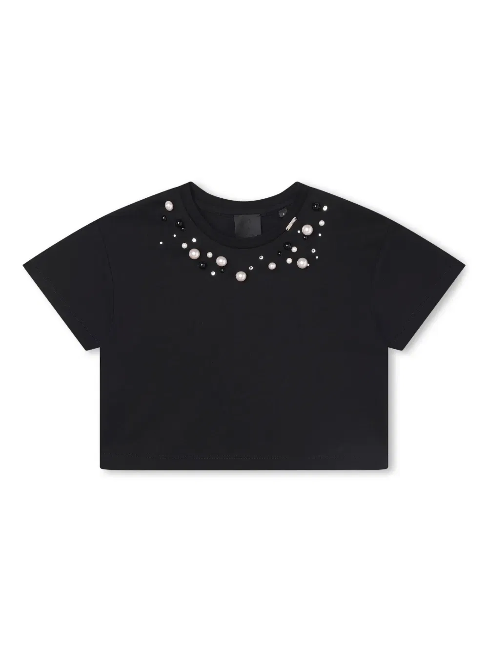 Хлопковая футболка, украшенная бисером Givenchy Kids, черный
