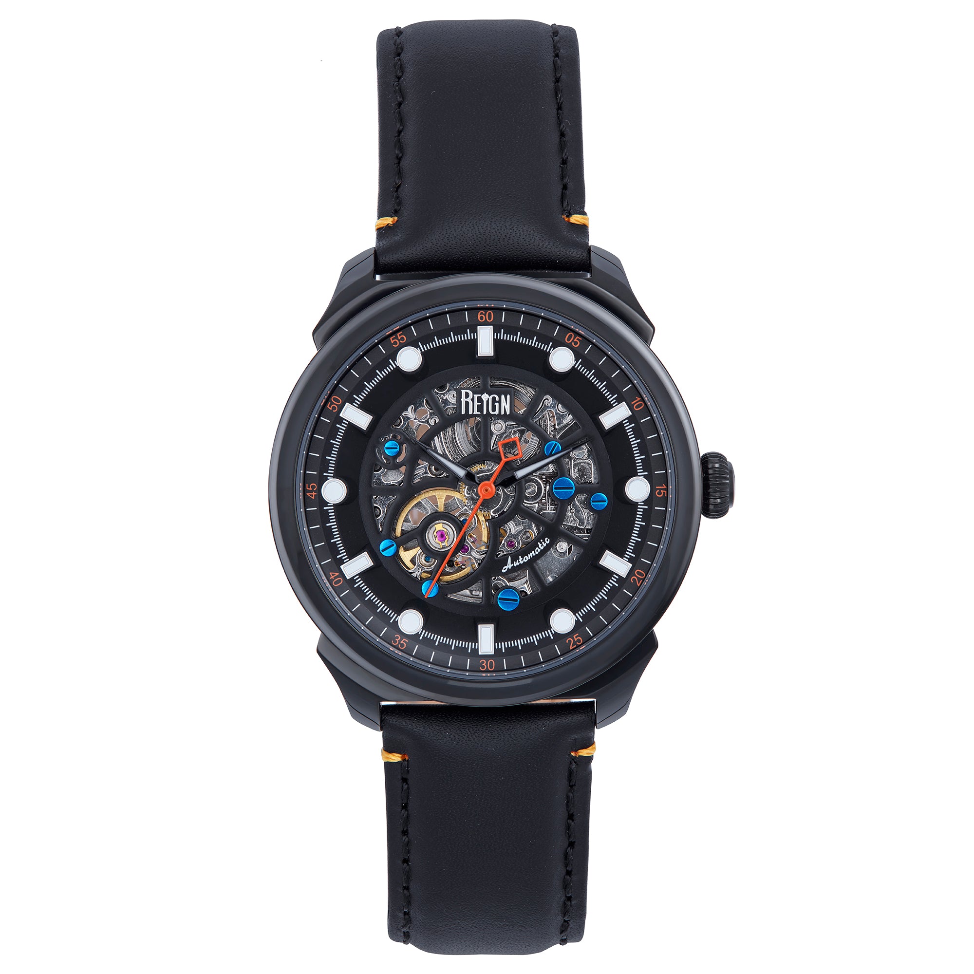 

Часы Weston Automatic Skeletonized с кожаным ремешком - черные Reign