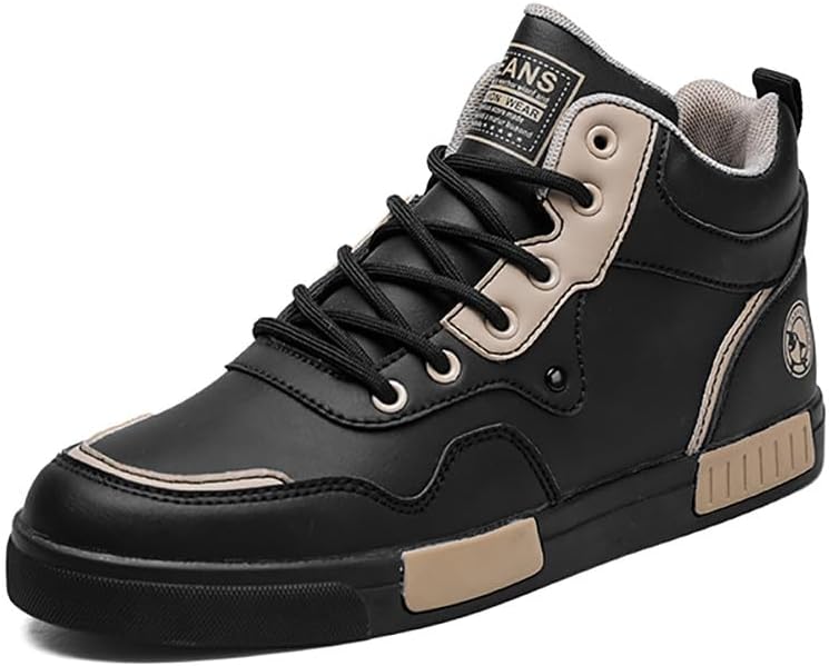 

Мужские модные повседневные высокие кроссовки Mehlvdoy из искусственной кожи на шнуровке для скейтбординга и спорта, черный