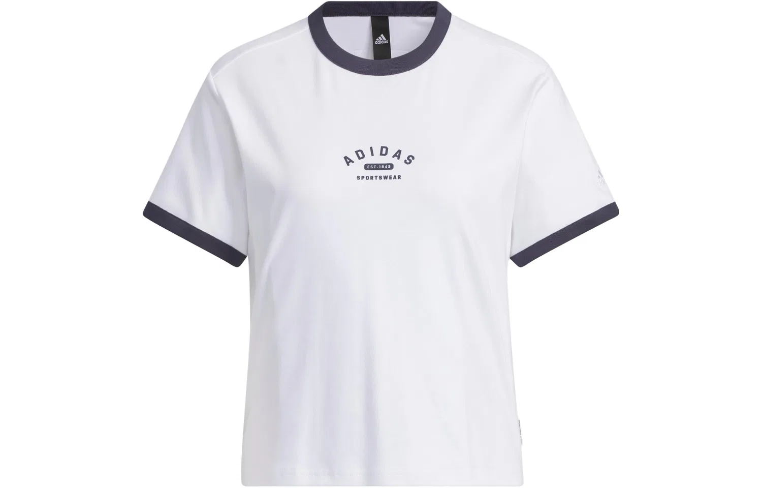 Футболка с опущенным плечом Adidas White/Dark Navy Blue