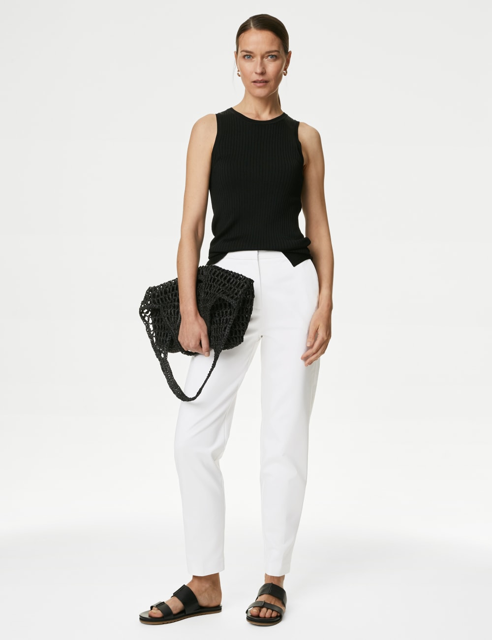 

Брюки Grazer из хлопковой смеси Slim Fit Ankle Marks & Spencer, мягкий белый