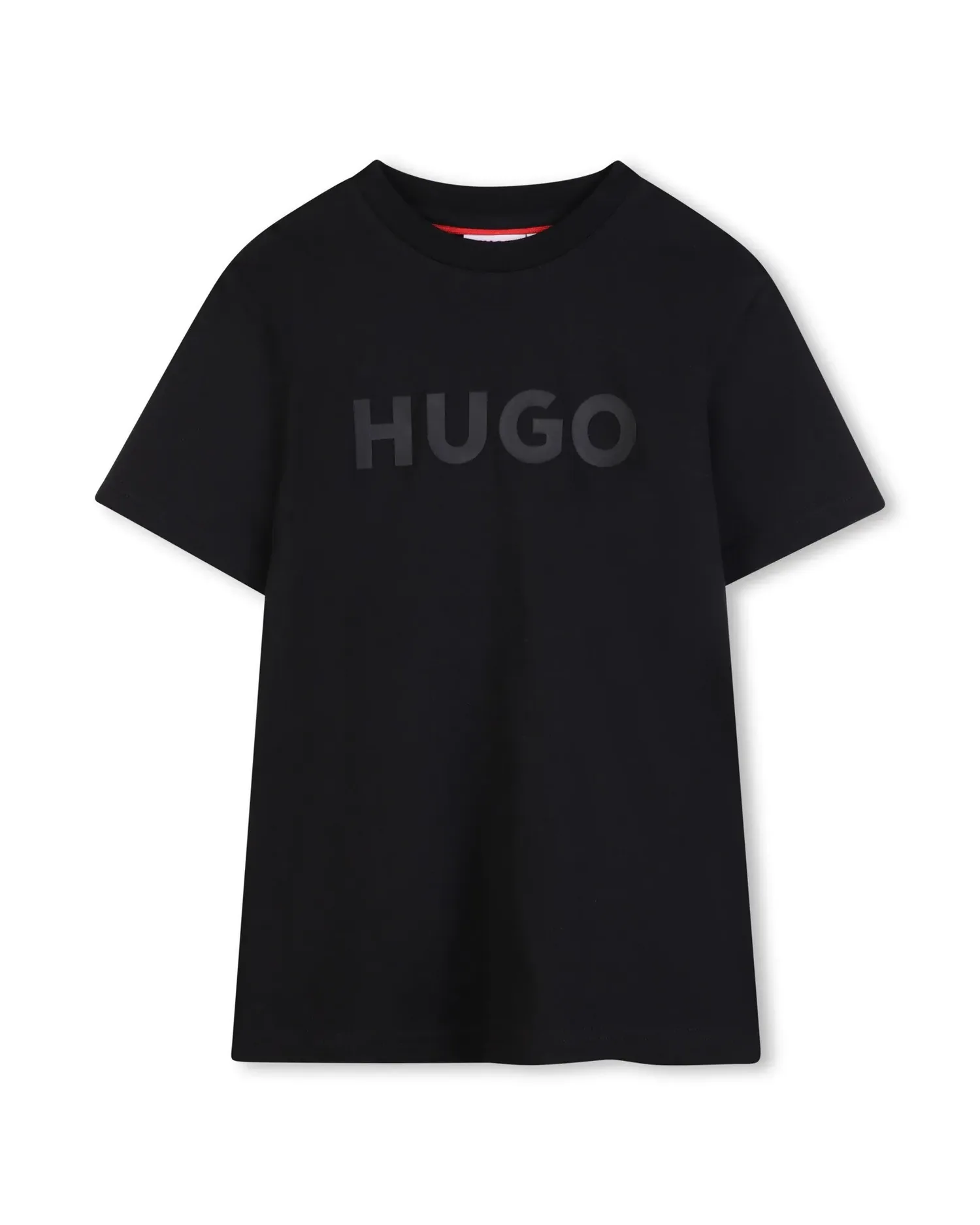 Детская футболка с коротким рукавом из однотонного хлопка Hugo, черный — фото 3