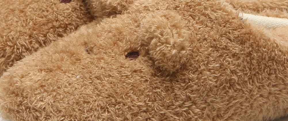 Тапочки Silent Bear для женщин и мужчин, теплые с флисовой подкладкой, пушистые домашние тапочки для дома и улицы Yafirgeer, коричневый — фото 2