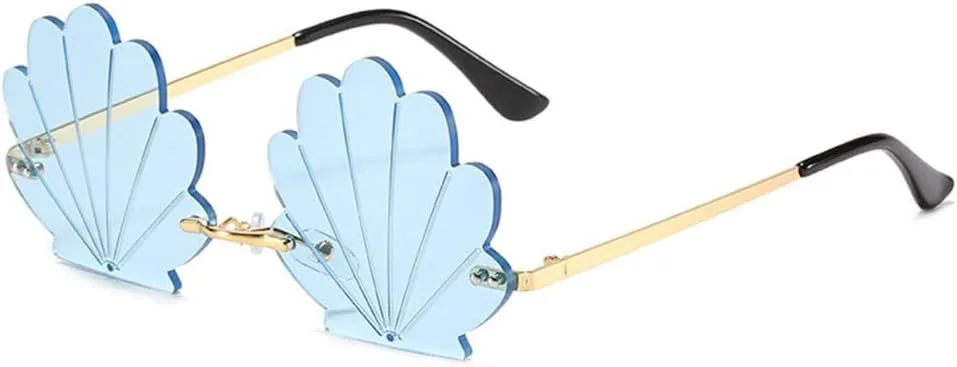 

Модные солнцезащитные очки без оправы в форме цветка для женщин, ретро-стиль, прозрачные линзы с текстурой ракушки, женские солнцезащитные очки MTZJH, Gray