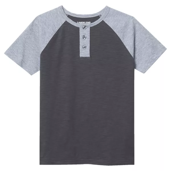

Футболка хенли с коротким рукавом для мальчиков 2-20 лет Lands' End, цвет iron gray heather