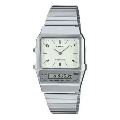 

Casio Vintage Dual Time Водонепроницаемая модель с браслетом из нержавеющей стали, серебристого цвета