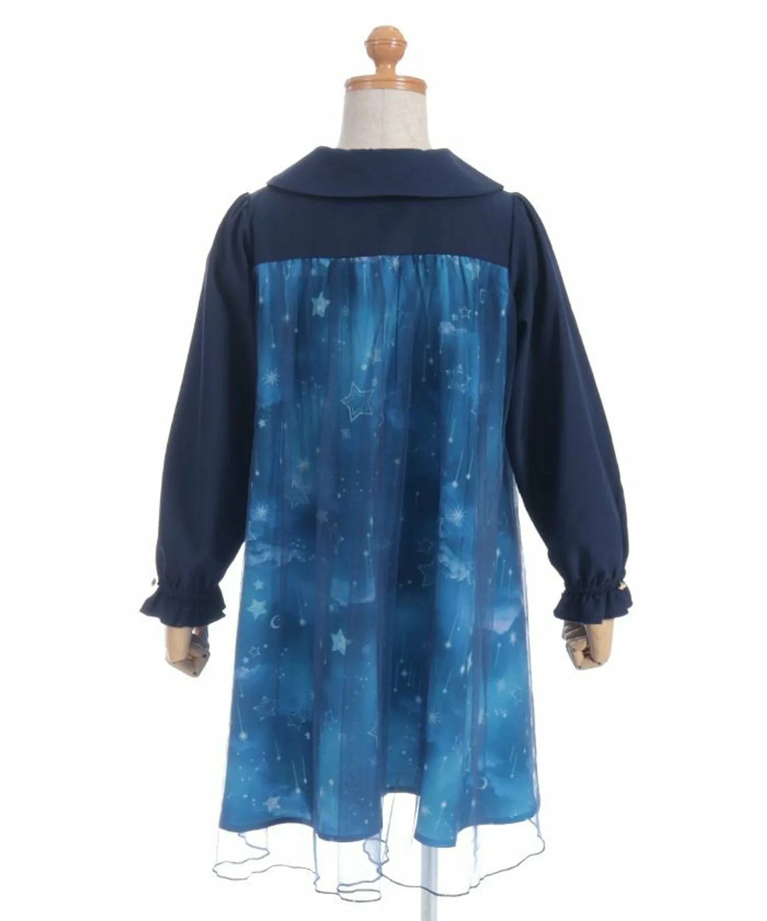 Платье с длинными рукавами из тюля со звездным узором Axes femme kids, Navy blue — фото 4
