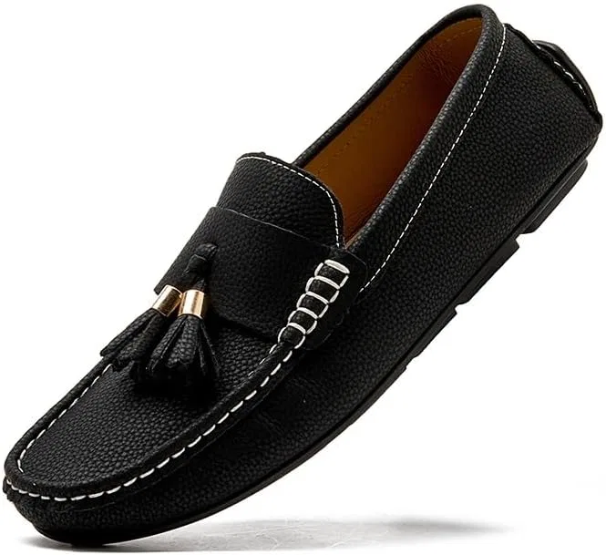 Лоферы из ПУ кожи мужские, Square Toe, Black SayfuR