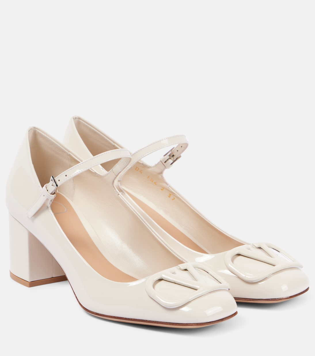 Лакированные туфли Mary Jane с логотипом VLogo Signature Valentino Garavani, Light Ivory