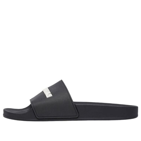 Тапочки pool slides 'black rubber' Balenciaga, черный