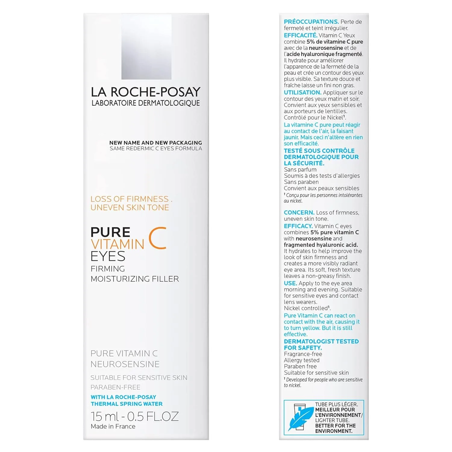 Крем для глаз La Roche-Posay Redermic C Pure Vitamin C с гиалуроновой кислотой для уменьшения морщин и омолаживающего эффекта, 0,5 жидких унций (1 упаковка) — фото 2